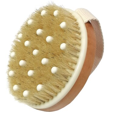 Dry Body Brush, Natural Bristle Bath Brush, Lymphatic Drainage, Exfoliate, Stimulate Blood Circulation, Remove Dead Skin Toxins and Cellulite