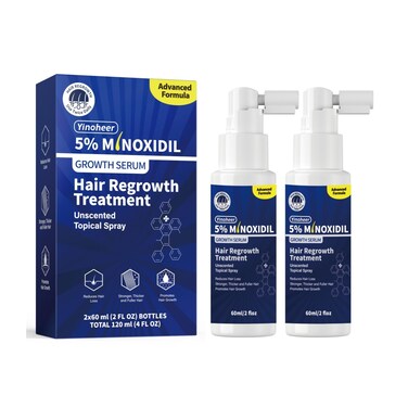 Minoxidil for Men 5% Minoxidil for Women Hair Growth, Hair Regrowth for Men Minoxidil 5 Percent for Thin Hair, Hair Loss Treatment to Regrow Fuller Thicker Hair, 2 Month Supply(2 bottle 2 oz)