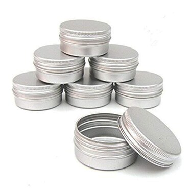 CTKcom 2-Ounce Metal Tins Screw Top Flat Aluminum Silver Slide Round Tin Containers For Lip Balm,Crafts,Cosmetic,Candles,Travel Storage Kit (Pack of 10)