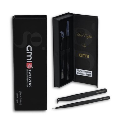Professional Eyelash Extension Tweezers - Stainless Steel Eyelash Extension Kit - Pack of 2 Eyelashes Extension Tweezers &ndash; Lash Tweezers for Eyelash Extensions - False Eyelash Applicator tool.