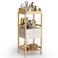 Makeup Organizer,Floor Skincare Organizers with Wheels,Rolling Makeup Cart with Drawers,Classified Makeup Drawer,Versatile Cosmetic Organizer for Skin Care Perfume Hair Tool Nail Polish(Bamboo)