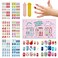 144Pcs 6 Pack Press on Nails for Kids Children Acrylic Fake Nails Pre-glue Full Cover Glitter Gradient Color Heart Shaped Fruit Short False Nail Art Kits Sets Valentines Day Gifts for Kids Girls
