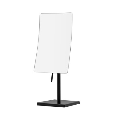 DOWRY 5X Tabletop Magnifying Makeup Mirror Adjustable Rectangular Vanity Mirror for Bedroom 304 Stainless Steel Matte Black