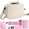 PU Leather Storage Bag with 10 PCS Accessories, Portable Cosmetic Box Case with Lock and Great Gift for Women, Childproof Organization Container Box 9 X 6 X 4 Inches (Beige)