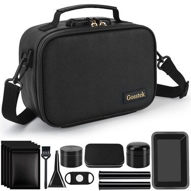 PU Leather Storage Bags with 10 PCS Accessories, Portable Organization Travel Case with Lock and Great Gift for Women, Childproof Organization Box 9 X 6 X 4 Inches (Black)