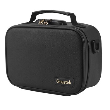 PU Leather Storage Bags with Combination Lock, Premium Travel Organization Case, Durable Storage Container Box for Home and Travel (Black)