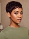 Naseily Short Pixie Cut Wig, Synthetic Wavy Hair with Bangs, Black (9627-99J)