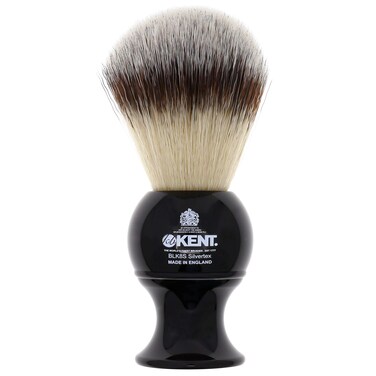 Kent BLK8S Shaving Brush with Ultra-Soft Silvertext Synthetic Bristles and Black Resin Handle to use with Shave Cream or Soap for a Perfect Lather. Luxury Shaving Since 1777, Made in England