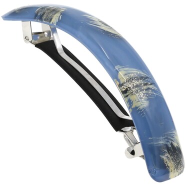 Camila Paris CP3333 French Hair Barrette Clip for Girls, Blue, Rubberized Metal Clasp Strong Hold Grip Hair Clips for Women, No Slip Durable and Styling Girls Hair Accessories, Made in France