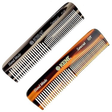 Kent A OT Fine and Wide Tooth Pocket Comb, Fine Wide Teeth Dresser Comb For Hair, Beard and Mustache, Coarse and Fine Hair Grooming Comb for Men, Women and Kids