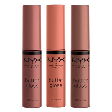 NYX PROFESSIONAL MAKEUP Butter Gloss Brown Sugar, Non-Sticky Lip Gloss - Pack Of 3 (Sugar High, Spiked Toffee, Butterscotch)