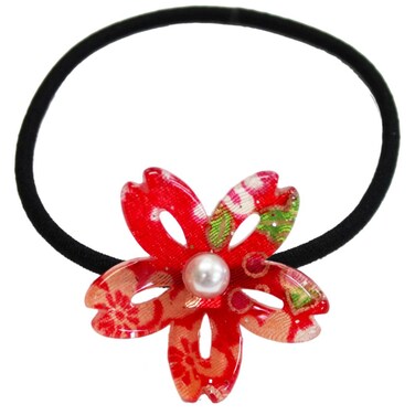 N&amp;N Find Japan Japanese Chirimen Sakura Design Elastic Hair Band Ponytail Holder