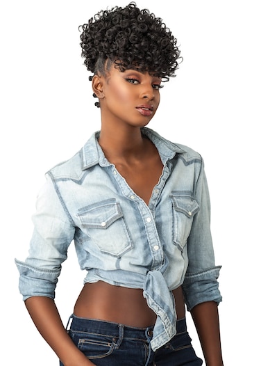Sensationnel Curls kinksandco ponytails - the show stopper instant weavedrawstring pony updo for natural 3c to 4c hair textures (1B OFFBLACK)