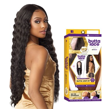 Sensationnel Butta lace wigs - unit 39 extra wide 5 inch deep parting synthetic preplucked hairline glueless lacefront (1 JETBLACK)