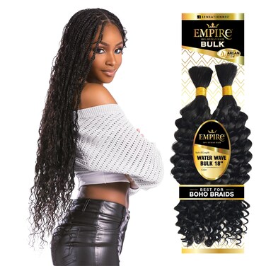 Sensationnel Empire bulk braiding &ndash; water wave 18 inch human hair braids for knotless boho box or curly loose wave styles - 1 pack (27 HONEYBLONDE)