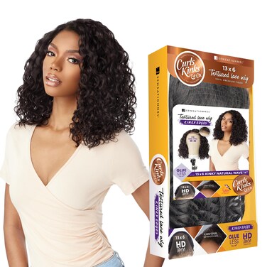 Sensationnel Curls kinksandco kinkyedges wig - kinky natural wave 14 inch 13x6 lace frontal natural kinkytexture edged hairline for natural 3c to 4c hair textures (2 DARKBROWN)