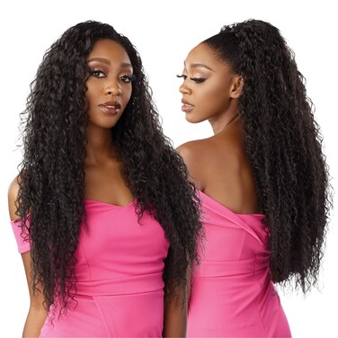 Sensationnel Instant weave half wig - 20 synthetic blendwig adjustable drawstring for seamless hair blending (1B OFFBLACK)