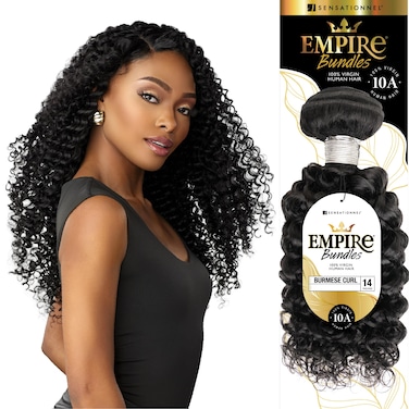 Sensationnel Empire bundles- burmese curl 10a tangle shed free human hair for weaving and sew in styles - 1 pack (14 inch, NATURAL)