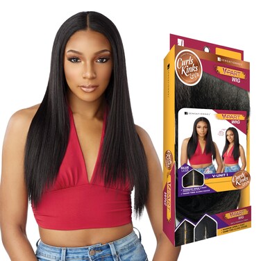 Sensationnel Curls kinksandco vpart wig - unit 1 narrow part glueless natural kinkytexture edged hairline for natural 3c to 4c hair textures (2 DARKBROWN)