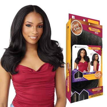 Sensationnel Curls kinksandco vpart wig - unit 3 narrow part glueless natural kinkytexture edged hairline for natural 3c to 4c hair textures (2 DARKBROWN)