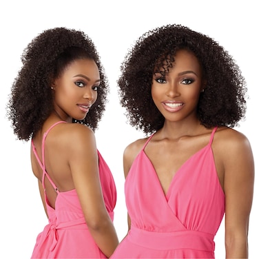 Sensationnel Instant weave half wig - 22 synthetic blendwig adjustable drawstring for seamless hair blending (1B OFFBLACK)