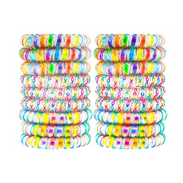 79STYLE 15pcs Spiral Hair Ties Traceless Coil Hair Ties Rainbow Plastic Phone Cord Ponytail Holders For Girls Toddlers And Women Thick Thin Curly (Rainbow -Large Size)