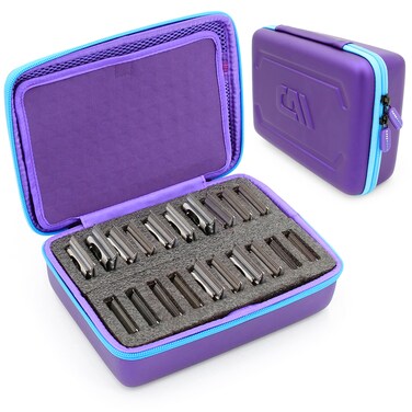 CASEMATIX Clipper Blade Holder For 20 Blades, Hair Clipper Guard Case For Barbers and Stylist Compatible with Andis, Oster, Wahl, Babyliss Detachable Clippers Metal Guards, Clipper Blade Storage Case