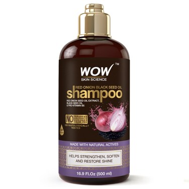 WOW Skin Science Red Onion Black Seed Oil Shampoo Increase Gloss, Hydration, Shine - Reduce Itchy Scalp, Dandruff &amp; Frizz - No Parabens or Sulfates - All Hair Types (16.9 Fl Oz (Pack of 1))