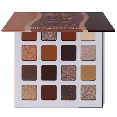 Juvia's Place Coffee Shop Eyeshadow Palette - 16 Pan Palette, Tan, Auburn, &amp; Rich Dark Chocolate, Mattes and Shimmers, Highly Pigmented and Buttery Texture