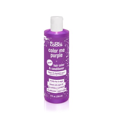 Rock The Locks Bright Purple Hair Color &amp; Conditioner (All in One Bottle), 8 Fl Oz, Infused with Argan Oil, Kid-friendly, Cruelty-free, Vegan, Fresh Apple Scent, Pack of 1