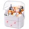 Cosmetics Organizer Countertop Makeup Holder, Plastic Caddy Skincare Organizers and Storage, Bathroom Shelf Organizer w/Portable Handle, Lid made of Waterproof &amp; Dustproof Acrylic Fully Open