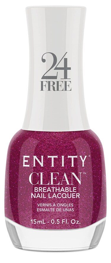 Entity Clean Sparkle &amp; Shine Breathable Nail Lacquer, 0.5 oz, Vegan and Cruelty Free Nail Polish with Added Biotin, Halal Fingernail Polish, Pink Glitter Nail Polish