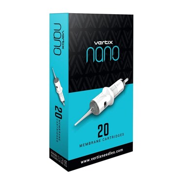 Vertix - Nano Membrane Tattoo Needles Cartridges - 3 Tight Round Liner - 0.20mm Acupuncture Taper Cartridge Needles for Tattoo Gun - Tight, Clean Linework in Tattoo Makeup &amp; Microblading (20 Count)