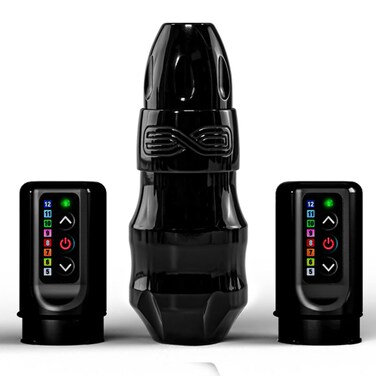 FK Irons - EXO Stealth + 2 PowerBolts 4.0mm Stroke - Rotary Tattoo Machine Pen with RCA and Wireless Connection, Includes 2 PowerBolts Tattoo Battery Power Supply
