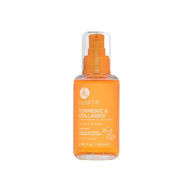 Luseta Turmeric &amp; Collagen Hair Serum for Damaged and Thining Hair, Strengthening Oil Treatment Preventing breakage for Women and Men Adding Shine 3.38oz