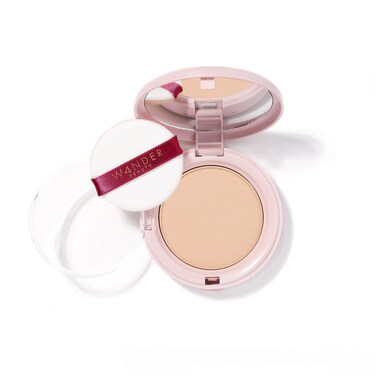 Wander Beauty Wanderlust Powder Foundation - Fair Light - Blurs &amp; Evens Skin Tone - Perfects &amp; Hydrates With Hyaluronic Acid, Aloe, Honeysuckle, &amp; Vitamin E - Lightweight, Buildable Coverage - 0.31 oz
