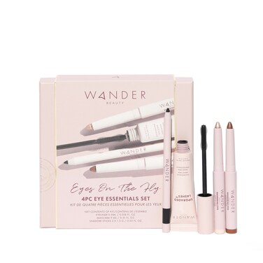 Wander Beauty Eyes on the Fly - 4 Piece Beauty Gift Set - Includes Skyliner, Upgraded Lashes Thickening Mascara, &amp; 2 Wandering Eyes Cream Eyeshadow Sticks - Cruelty Free Natural Beauty Gifts