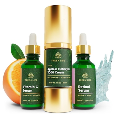 Tree of Life Rejuvenation Pack with Vitamin C Serum + Retinol Serum + Luxe Ageless Matrixyl&reg; 3000 Cream, Tighten and Lift Trio, 3 count x 1oz