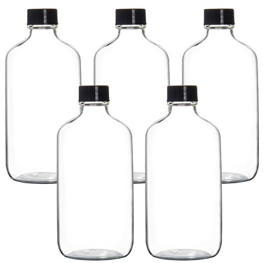 Youngever 5 Pack Empty Glass Bottles with Lids, Refillable Container for Essential Oils and More (8 Ounce)