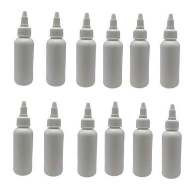 Natural Farms 2 oz White Cosmo Plastic Bottles -12 Pack Empty Bottle Refillable - BPA Free - Essential Oils - Aromatherapy   White Twist Top Caps - Made in the USA