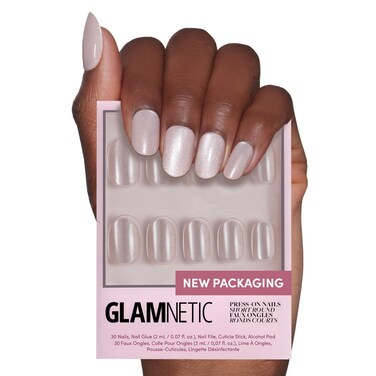 Glamnetic Press On Nails - Pure Intentions   Glossy, Semi-Transparent, Short Round Nails, Reusable   12 Sizes - 30 Nail Kit with Glue
