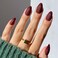 Glamnetic Press On Nails - Merlot   Short Almond Dark Red Nails with Glossy French Tips in a Matte Finish   15 Sizes - 30 Nail Kit with Glue