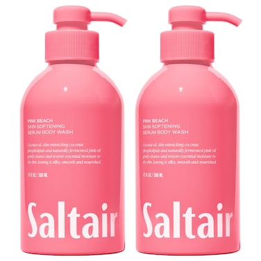 Saltair Body Wash, Pink Beach 2-Pack. Moisturizing Body Cleanser with Monoi Oil and Cupuacu Butter. Luxury Shower Gel for Women. Vegan, Cruelty-Free, Paraben-Free. 2x 17oz Pump Bottles