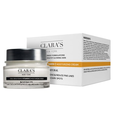 CLARA'S NEW YORK   Brightening Vitamin C Moisturizer Face Cream   with Hyaluronic Acid   Acne Scars Dark Spots Reduce Fine Lines, Healthy Glowing Skin   Non-sticky, Fast-absorbing   50ml MADE IN USA