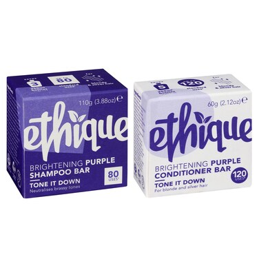 Ethique Tone it Down Giftpack - Purple Shampoo for Blonde Hair and Gray Hair &amp; Conditioner Bar Set - Vegan, Eco-Friendly, Plastic-Free, Cruelty-Free 6 oz (Set of 2)