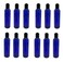 Natural Farms 4 oz Blue Cosmo Plastic Bottles -12 Pack Empty Bottle Refillable - BPA Free - Essential Oils - Aromatherapy   Black Press Down Disc Cap - Made in the USA