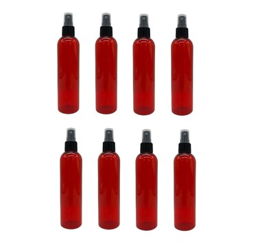 Natural Farms 8 oz Red Cosmo Plastic Spray Bottles -8 Pack Empty Spray Bottle Refillable - BPA Free - Essential Oils - Aromatherapy   Fine Mist Sprayers with Dust Caps - Made in the USA
