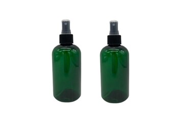 Natural Farms 8 oz Plastic Green Boston BPA FREE Bottles - 2 Pack Empty Refillable Containers - Essential Oils Cleaning Products - Aromatherapy   Black Fine Mist Sprayers - Made in the USA