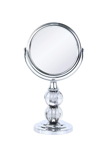 Zahari Home Aroma Magnifying Makeup Mirror with Stand, Double Sided 1X/3X Magnification, 360 Degree Swirl, 6.30 inch Grey Mirror