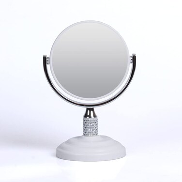 Zahari Home Galvin Magnifying Makeup Mirror Double Sided with Stand, Desk Mirror Vanity Mirror Cosmetic Mirror Desk Mirror 1X/3X Magnification 360 Degree Swirl, 5.60 inch Mirror, White